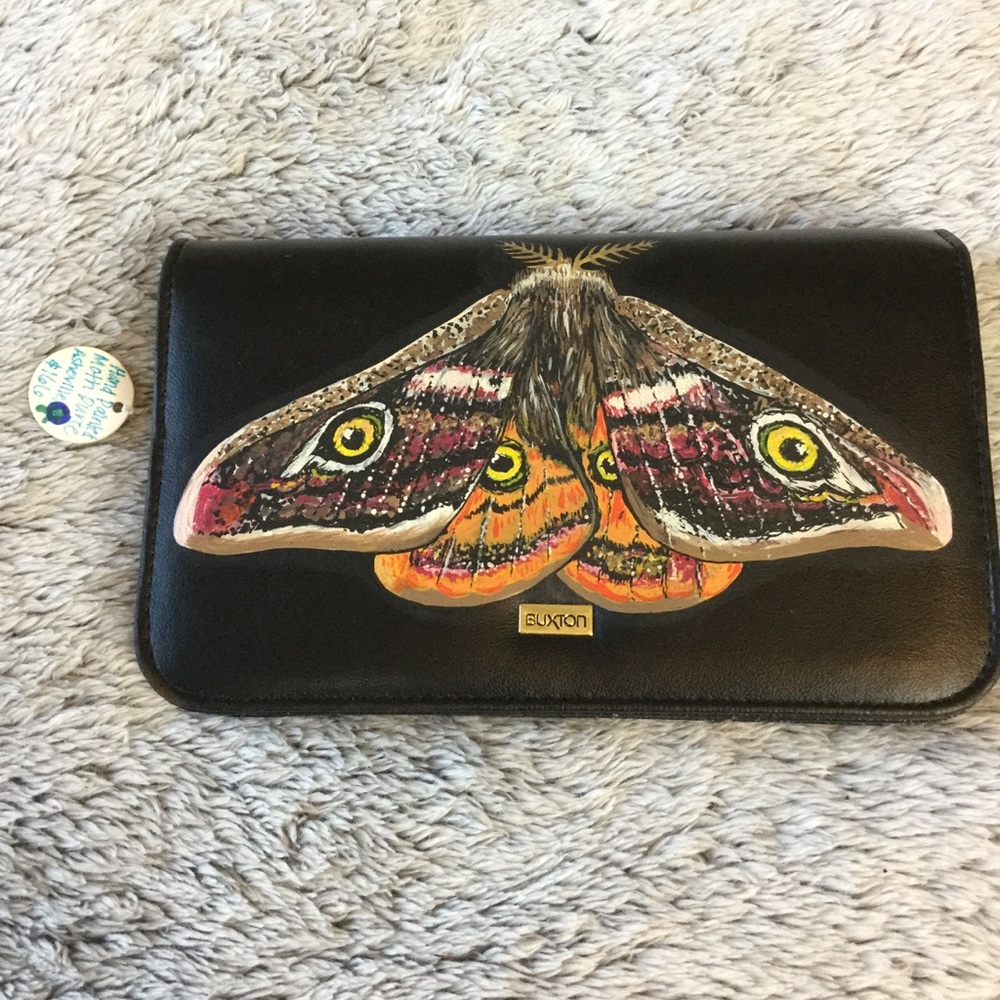 Buxton Hand painted emperor moth up-cycled wallet